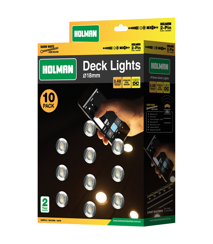 Holman 10 pack 18mm Warm White Deck Light Kit