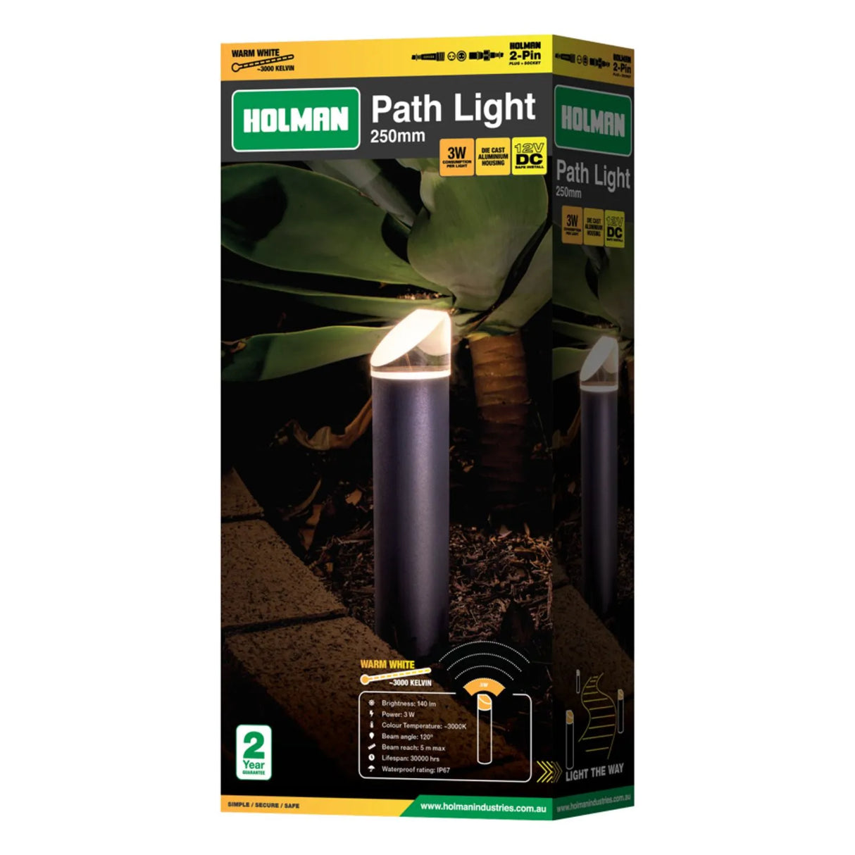 Holman Warm White LED Path Lights – 3W | 250mm, 450mm & 550mm Heights