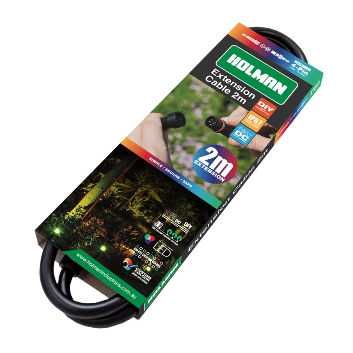 Holman 4‑Pin Extension Cable – 1m, 2m and 5m Options | RGB Colour Garden Lighting