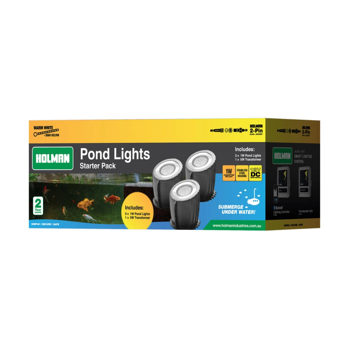 Holman Warm White Pond Light Kit – 3× 1W