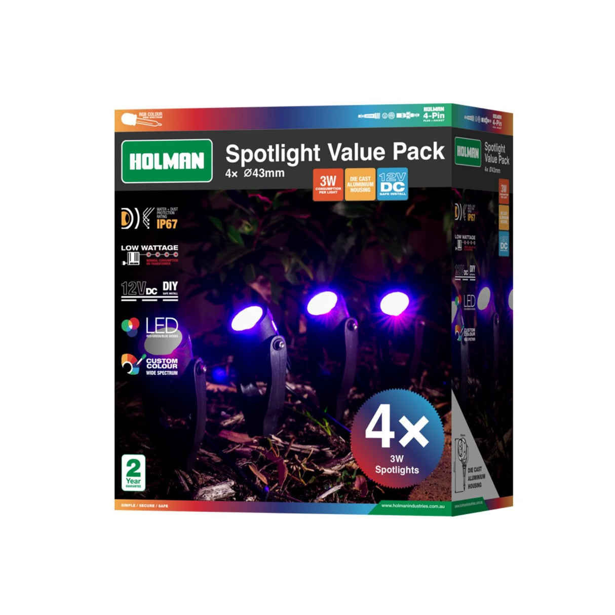 Holman 43mm RGB Colour Spotlight Value Pack