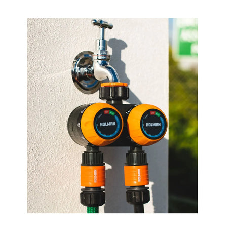 side view of Holman Dual Outlet 2-Hour Mechanical Tap Timer 