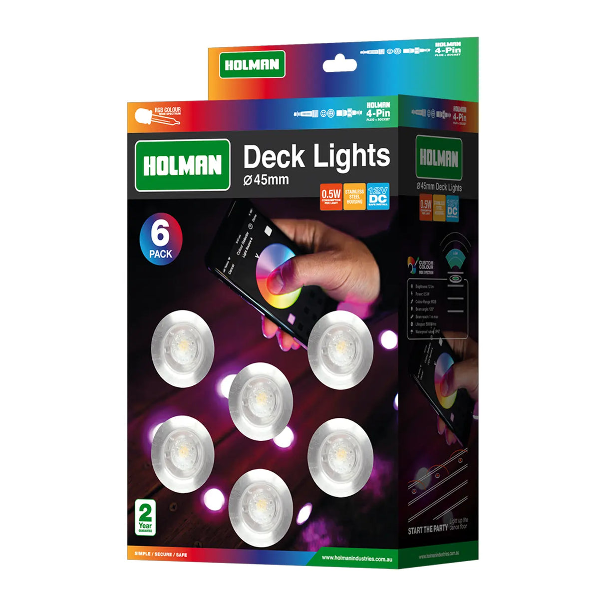 Holman 4‑Piece 45 mm RGB Spotlight Kit with Transformer & Remote – PSLRGB4505K